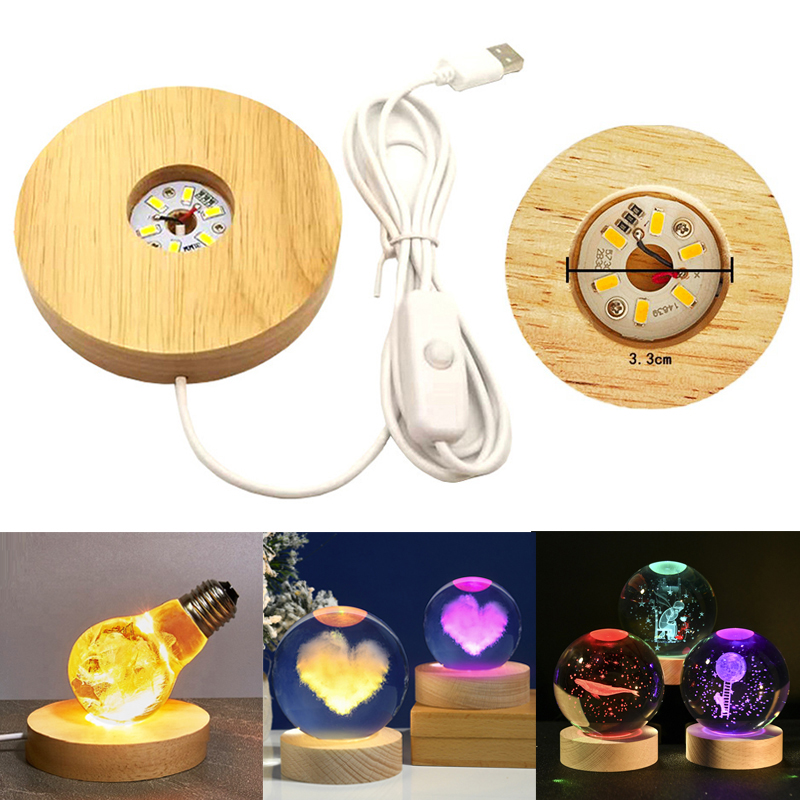 Resin Art Light - Reçine Sanat Ekran Yuvarlak Ahşap Renkli