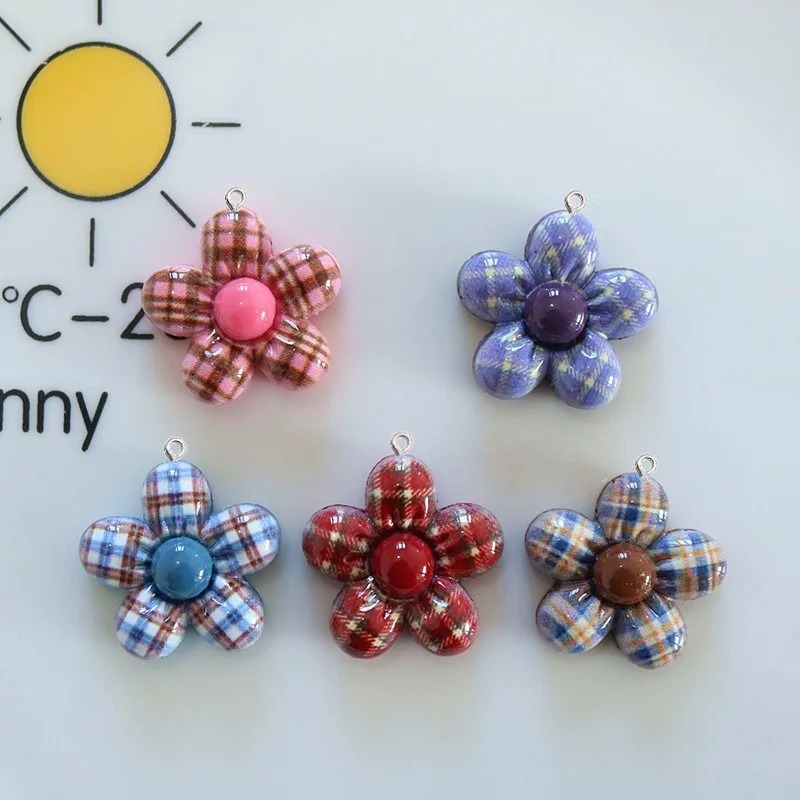 Resin Art Accessories - 10 adet tatlı çiçek düzlemsel reçine