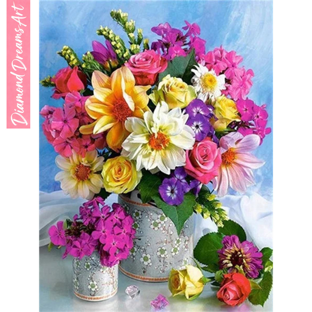 Resin Art With Flowers - Tam Elmas Mozaik Çiçek 5D Elmas