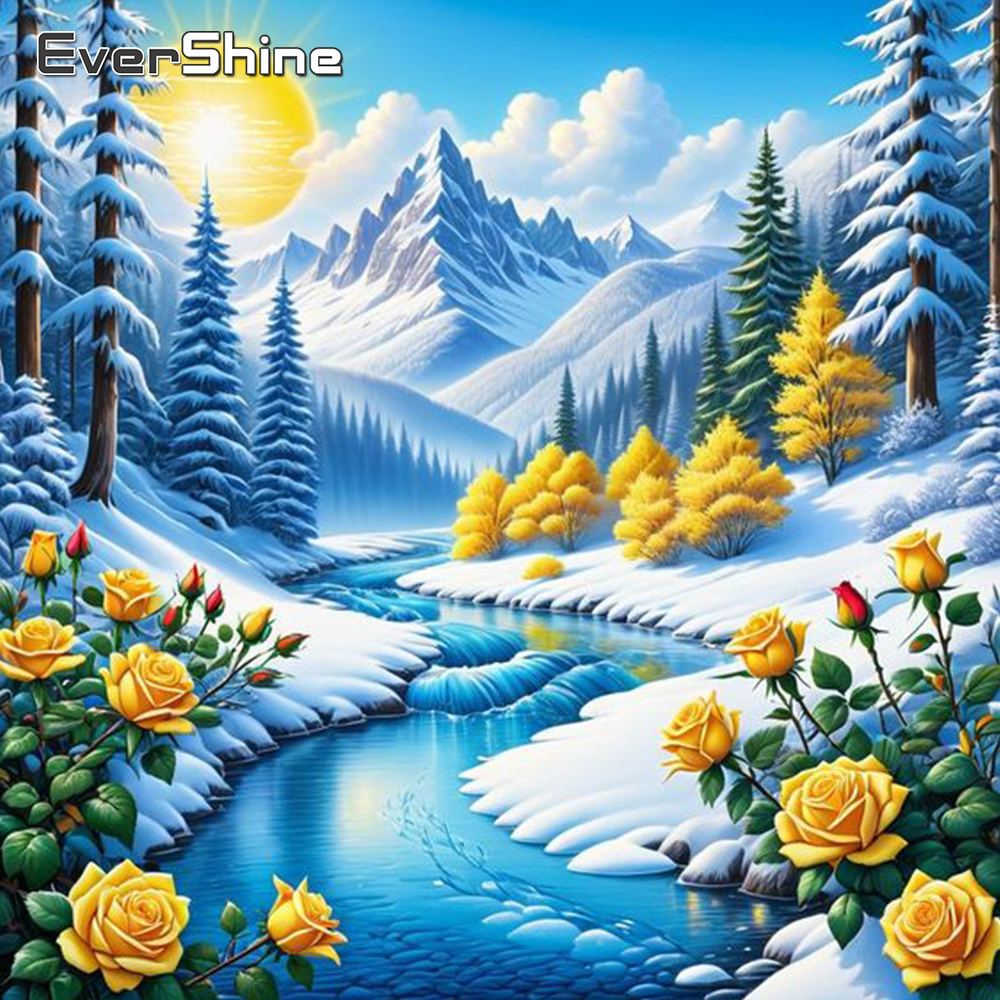 Resin Art With Flowers - Evershine Nehri Elmas Boyama Manzara Yeni