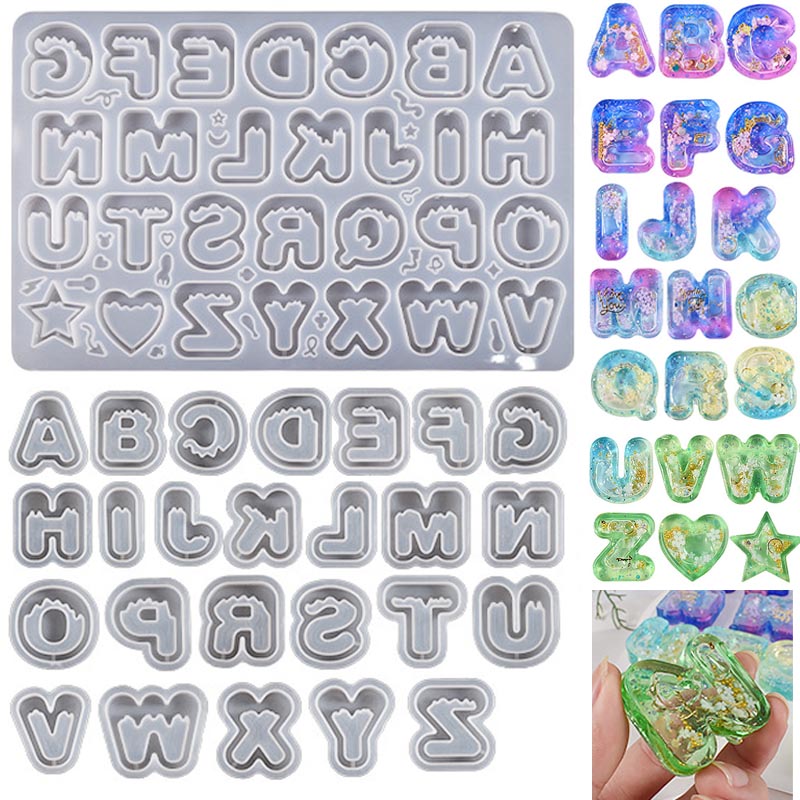 Resin Art Letter Keychain - DIY Reçine Sanat Dondurma Mektup silikon