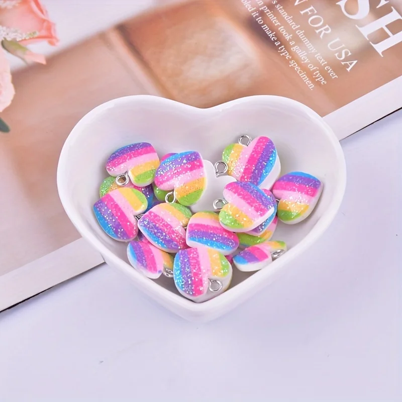 10 adet renkli kalp reçine tak - Resin Art Accessories incelemesi ve fiyatı