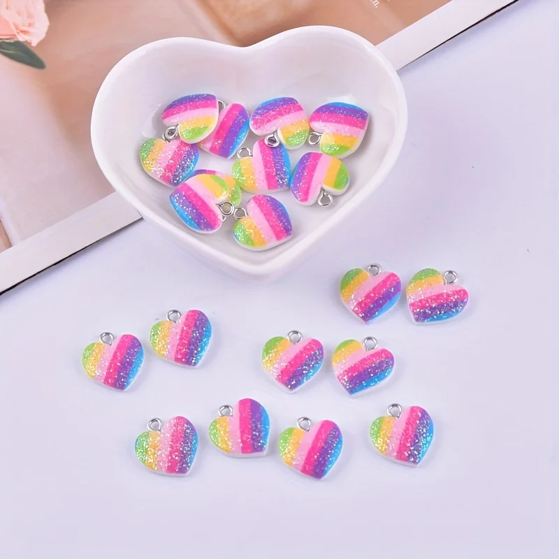 10 adet renkli kalp reçine tak - Resin Art Accessories incelemesi ve fiyatı