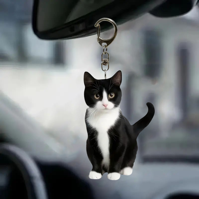 Siyah Ve Beyaz Kedi Anahtarlık - Resin Art Ring Design incelemesi ve fiyatı
